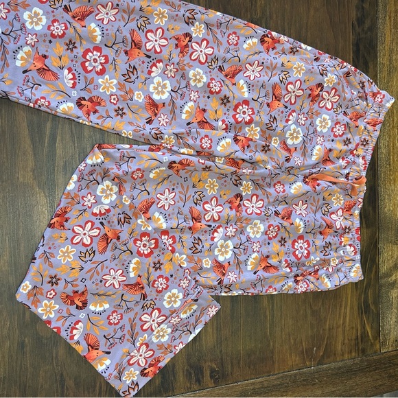 Duluth Trading Co floral bird Cardinal printed set Women's Large Pink Orange - Picture 7 of 8